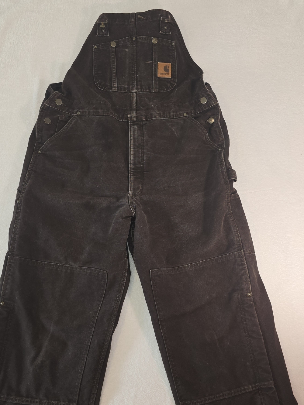 Carhartt R27 DKB Brown Quilted Insulated Bib Overalls Double Knee 38x30 Workwear